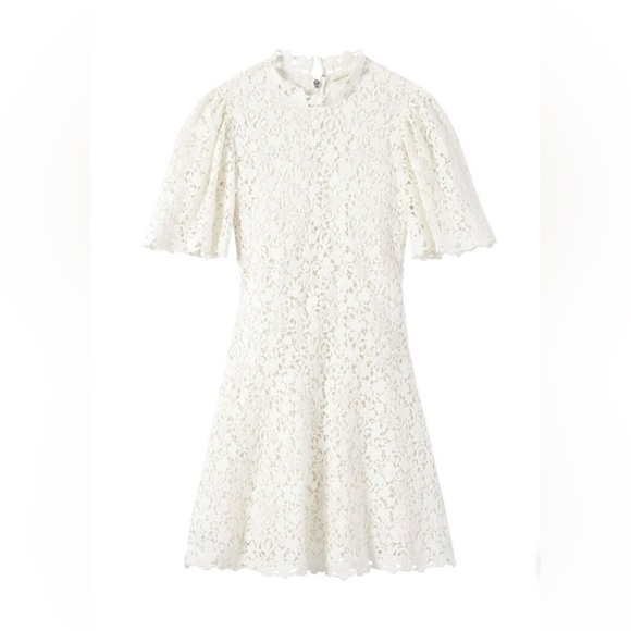Rebecca Taylor Women’s Delicate Lace Dress Short Sleeve Fit & Flare Creme Size 2 - Picture 4 of 11